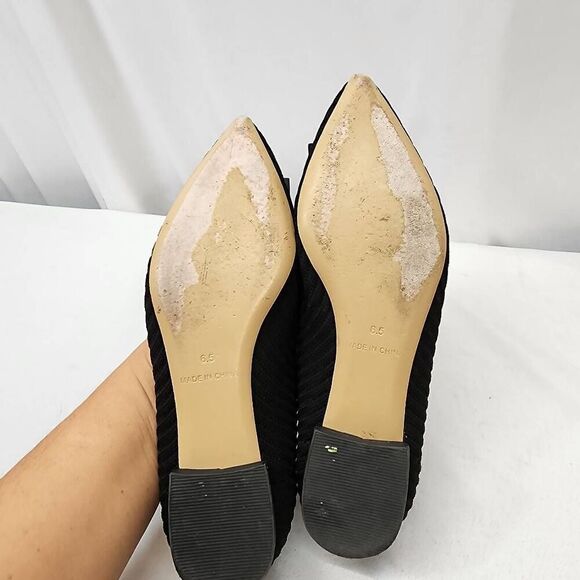 Women's Jade Black Pointy Heal Buckle Ballet Flats Size 6.5 - Picture 6 of 9